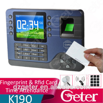English Spanish Arabic Timed shutdown biometric fingerprint time attendance time recorder/time recording K190