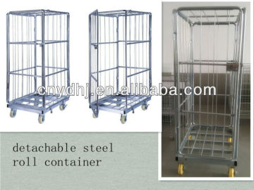 Folding wire storage cage with wheels