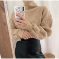 Womens Fall Turtleneck Lantern Sleeve Sweater