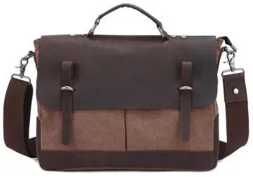 Custom high quality waxed canvas messengers bag leather