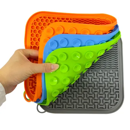 Blue Orange Green Gray Silicone Pet Licking Mat