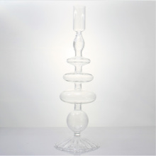 Different Shape Ball Conjoined Glass Candlestick Holder