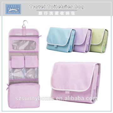Eco-friendly 600D Oxford Foldable Travel Toiletries Hanging Organizer Bag