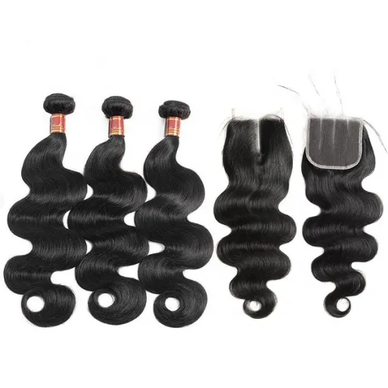 Cheap Virgin Hair Body Wave Human 3 Bundles Of Brazilian Hair With Closure