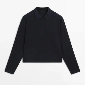 Women's commuting style mercerized cotton polo collar long-sleeved T-shirt