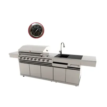 304 Outdoor Kitchen Stainless Steel Sink Cabinet 8 Burners BBQ Grill