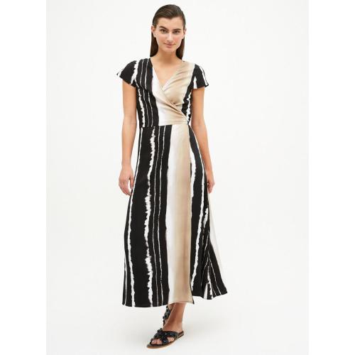 Black and white striped fashion long dress