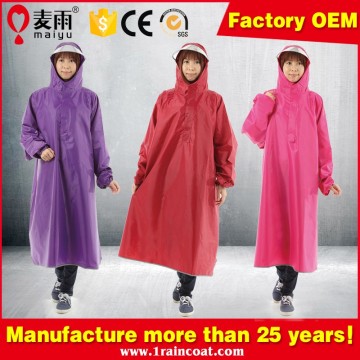Maiyu 100% waterproof polyester rain poncho with sleeves for bicycle, raincoat for riding bike