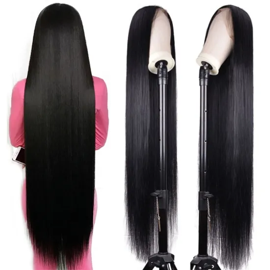 Straight 13x4 Transparent Swiss Lace Frontal Wigs Braid Transparent Lace Front Wigs for Black Women Human Hair Wigs Vendor