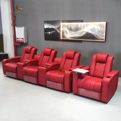 Red Leather Electric Massage Cinema Chair