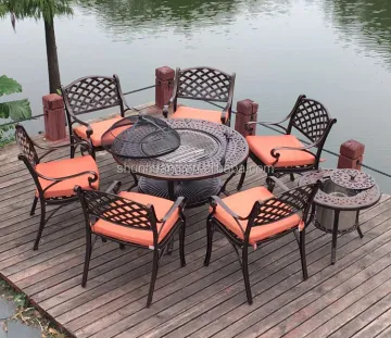 New Arrival Outdoor Patio Furniture: Cast Aluminum Dining Sets with BBQ Table