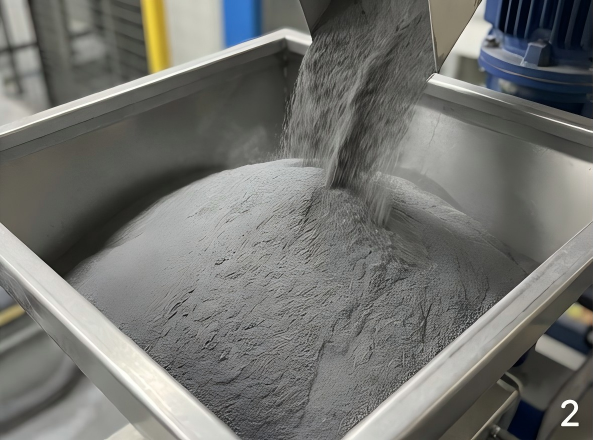 A sample of grey powder coating