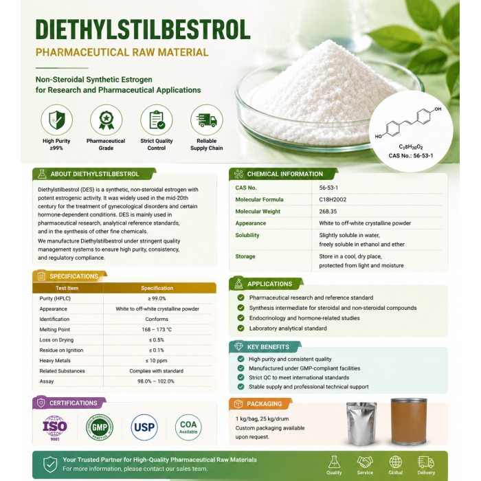 Diethylstilbestrol Synthetic Estrogen Powder