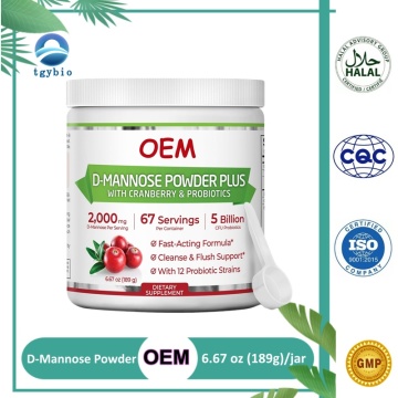 Poudre OEM de D-mannose avec probiotiques et extrait de canneberge