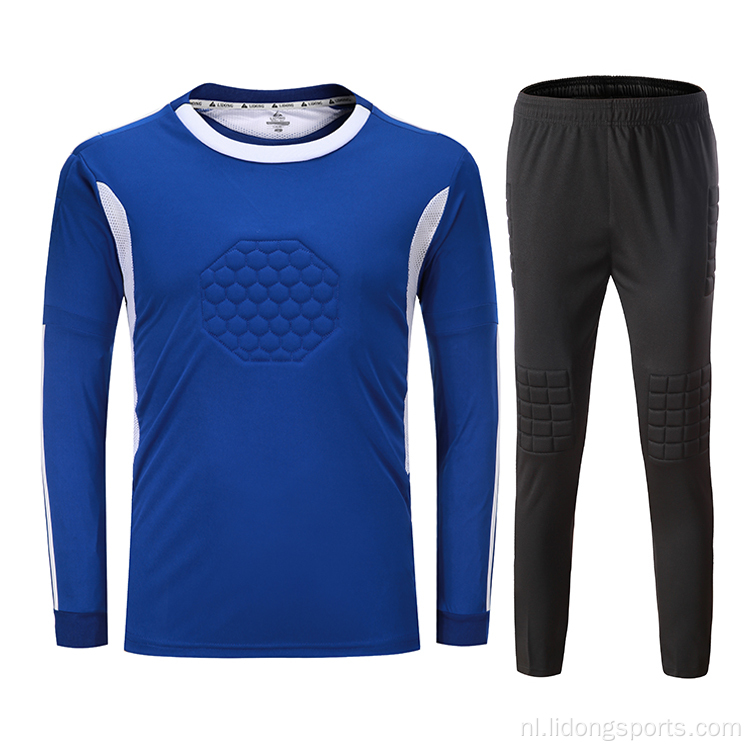 Groothandel aangepaste lange mouwen voetbal keeper jersey