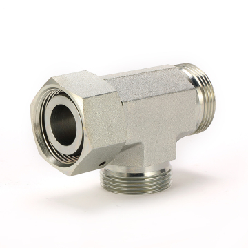 Hydraulic T Adapter with Swivel Nut - Female/Male/Male Metric Connections CC/CD-WD