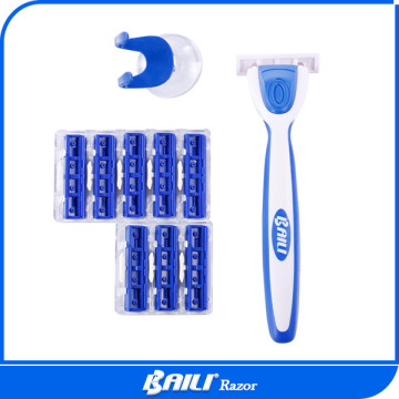 Twin Blades High Quality Shaving Razors Import Stainless Steel,Rubber Handle Hot Sell In Europe
