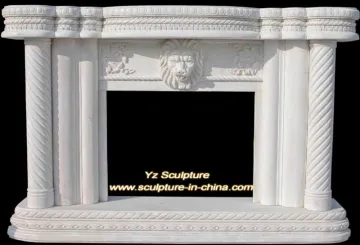 Flower Carved Indoor Stone Fireplaces FPS-E062