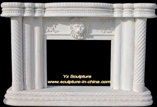Flower Carved Indoor Stone Fireplaces FPS-E062