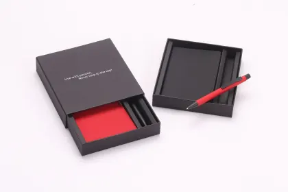 Customized Gold Keychain with Ferragamo Red Leather Luxury Pen Gift Set