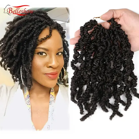 Hot sell Curly Pre-twisted Spring Twist Hair 10 inch Pre-Twisted Passion Twist Crochet Braids Kinky Bomb Spring Twist Hair