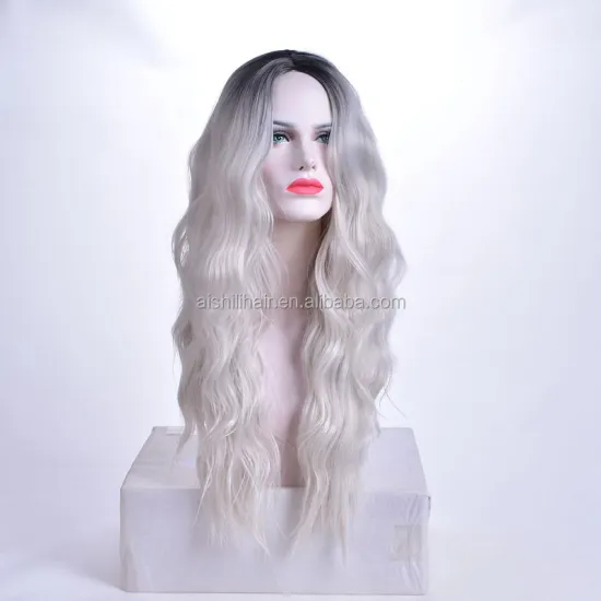 2019 Best sellers long wavy 22 inch ombre color Synthetic wig and lace front wig for woman