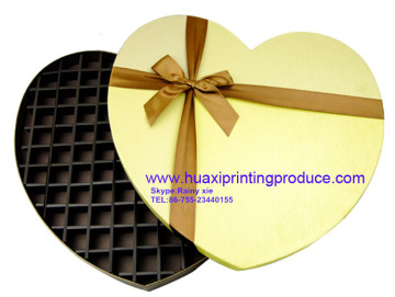 heart-shape silvery with brown ribbon chocolate boxes