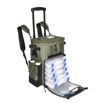 China Suppliers 900D Durable Polyester Wholesale Travel Wine Trolley Insulated Bag Cooler with Wheels for Fishing
