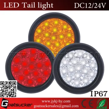 4" 24v 12leds round truck tail lights for truck,led truck stop turn tail lights,4 inch round led trailer tail lights
