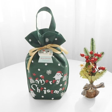 Green Cartoon Christmas Non-woven Gift Drawstring Bags