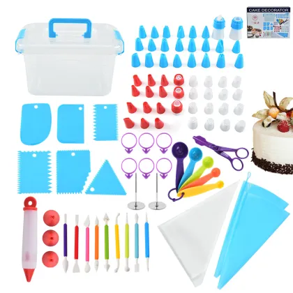 Baking Decorations Supplies Set: 85pcs Piping Tips, Sprinkles & Storage Container for Cake Decorating