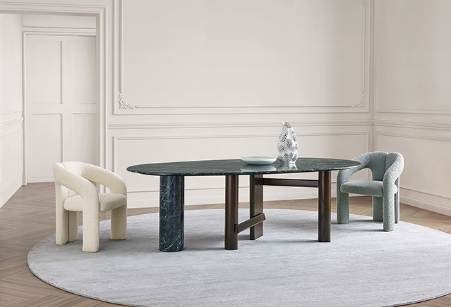 Green Oval Marble Dining Table