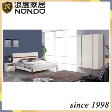 Wood double bed designs with box panel bed 5209