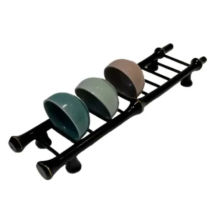 Handcrafted Bamboo Tea Set Storage Organizer for Traditional Tea Rooms