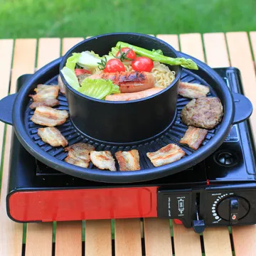 Smokeless grill bbq philippines gas stove use combination bbq grill and hot pot 2 in 1 pan