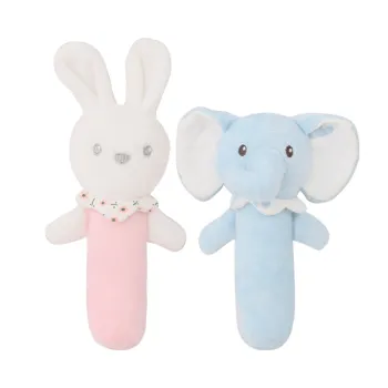 Soft Plush Rabbit Elephant Stuffed Toys Baby Rattle Toy