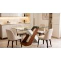 Mesa de jantar elegante com tampo de vidro para 4 a 6 lugares