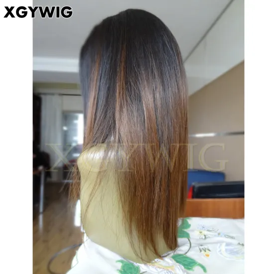10-30\" Ombre Two Tone Celebrity Hairstyle Wig: Virgin Brazilian Human Hair, Silky Straight, Glueless Full Lace Design