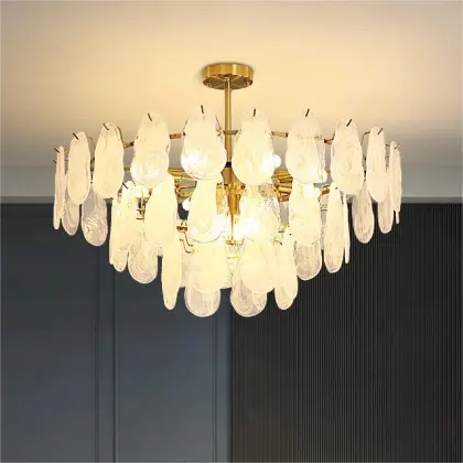 Cloudy Glass Pendant Lamp - Elegant Palace Style Princess Room Decor