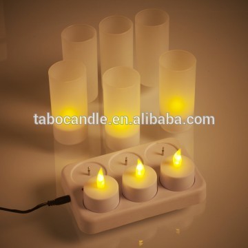 6 candles set yellow color rechargable led tealight candle