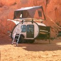 Mini mobile off-road travel camper trailer with bathroom