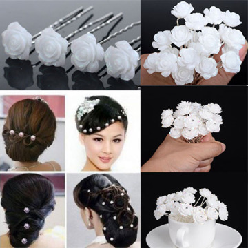 20pcs/Set Wedding Bridal Hair Accessories Shiny White Flower Hair Pins Hair Clip For Women Headwear Ornaments