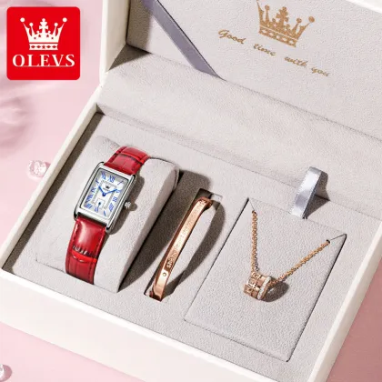 OLEVS 6625 Square Watch: A Stylish Quartz Watch Set for Women with Bracelets - Perfect Gift Idea