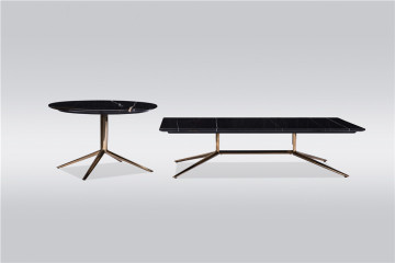 Black marble coffee table set