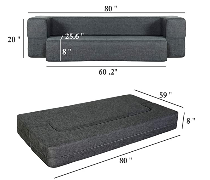 Folding Sofa Dark Gray Queen 