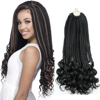 Julianna Pre-Looped Goddess Faux Locs Curly Crochet Braids Soft Crotchet Ready To Ship Box Braided Extension