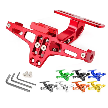 Universal Motorcycle License Plate Holder with LED Light and CNC Adjustable Accessories