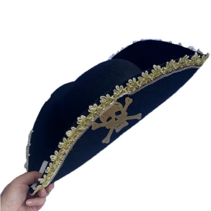 Wholesale Fashion Halloween Lace Pirate Hat with Button - Red Captain Morgan Hat for Party