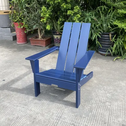 Blue High-Density Polyethylene (HDPE) Adirondack Chair for Fire Pit Table