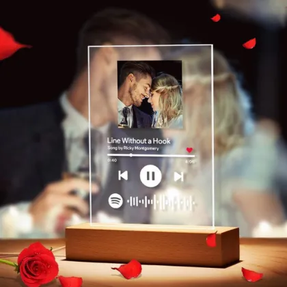 Custom Photo Music Album Cover Night Light with Engraved Name and Song